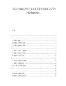 2025中國耐火材料行業(yè)職業(yè)健康管理現(xiàn)狀與安全生產(chǎn)標(biāo)準(zhǔn)提升報(bào)告
