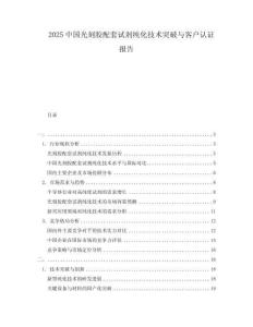 2025中國光刻膠配套試劑純化技術(shù)突破與客戶認證報告