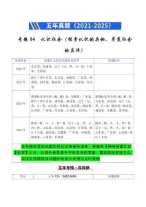 專題14 認識社會（探索認識的奧秘、尋覓社會的真諦）（全國通用）（原卷版）