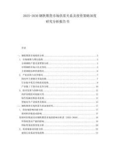2025-2030鋼鐵期貨市場(chǎng)供需關(guān)系及投資策略深度研究分析報(bào)告書(shū)