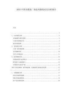 2025中國(guó)光模塊廠商技術(shù)路線對(duì)比分析報(bào)告
