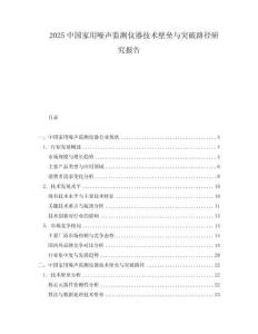 2025中国家用噪声监测仪器技术壁垒与突破路径研究报告