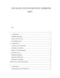 2025幼兒智力開(kāi)發(fā)行業(yè)市場(chǎng)合作伙伴與資源整合研究報(bào)告