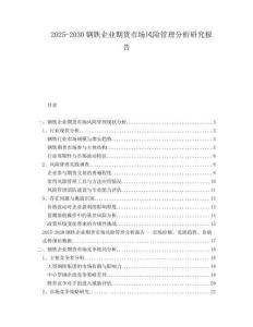 2025-2030鋼鐵企業(yè)期貨市場(chǎng)風(fēng)險(xiǎn)管理分析研究報(bào)告