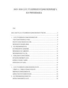 2025-2030公共衛(wèi)生疫情防控應(yīng)急響應(yīng)機(jī)制構(gòu)建與醫(yī)療物資儲(chǔ)備建議