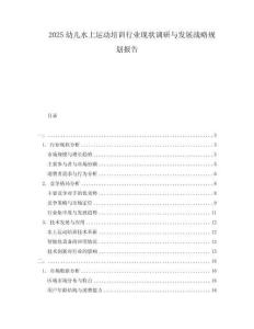 2025幼兒水上運動培訓行業(yè)現(xiàn)狀調研與發(fā)展戰(zhàn)略規(guī)劃報告