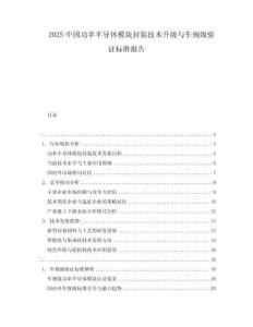 2025中國(guó)功率半導(dǎo)體模塊封裝技術(shù)升級(jí)與車規(guī)級(jí)驗(yàn)證標(biāo)準(zhǔn)報(bào)告