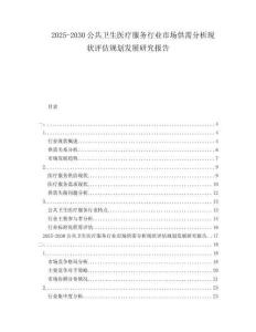2025-2030公共衛(wèi)生醫(yī)療服務(wù)行業(yè)市場供需分析現(xiàn)狀評估規(guī)劃發(fā)展研究報告