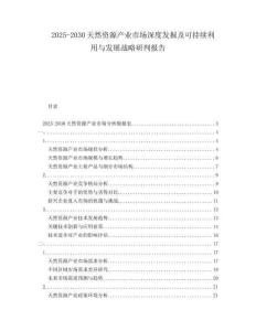 2025-2030天然資源產(chǎn)業(yè)市場深度發(fā)掘及可持續(xù)利用與發(fā)展戰(zhàn)略研判報告