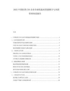 2025中國醫(yī)藥CXO企業(yè)全球化臨床資源整合與風(fēng)險(xiǎn)管理體系報(bào)告