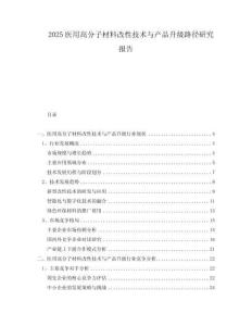 2025醫(yī)用高分子材料改性技術(shù)與產(chǎn)品升級(jí)路徑研究報(bào)告