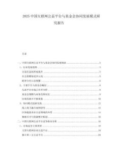 2025中國互聯(lián)網(wǎng)公益平臺與基金會協(xié)同發(fā)展模式研究報告