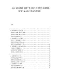 2025-2030精密儀器產(chǎn)業(yè)市場(chǎng)全面調(diào)研及高端制造方向與行業(yè)盈利能力預(yù)測(cè)報(bào)告