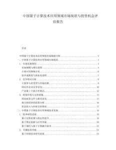 中國量子計算技術(shù)應(yīng)用領(lǐng)域市場現(xiàn)狀與投資機會評估報告