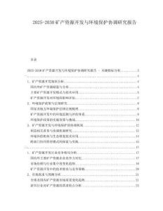 2025-2030礦產(chǎn)資源開發(fā)與環(huán)境保護(hù)協(xié)調(diào)研究報(bào)告