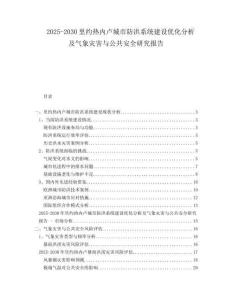 2025-2030里約熱內盧城市防洪系統建設優化分析及氣象災害與公共安全研究報告