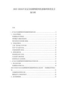 2025-2030礦業(yè)安全監(jiān)測(cè)物聯(lián)網(wǎng)傳感器網(wǎng)絡(luò)優(yōu)化方案分析
