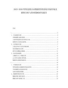 2025-2030零售連鎖企業(yè)數(shù)據(jù)管理系統(tǒng)市場咨詢及銷售分析與管理策略研究報(bào)告