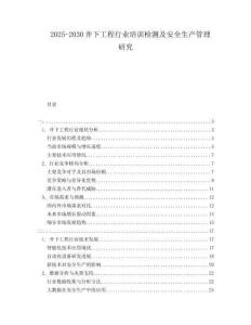 2025-2030井下工程行業(yè)培訓檢測及安全生產(chǎn)管理研究