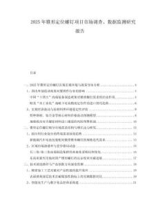 2025年錐形定位螺釘項目市場調查、數據監測研究報告