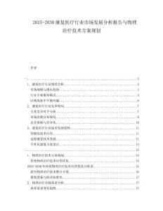 2025-2030康復醫療行業市場發展分析報告與物理治療技術方案規劃