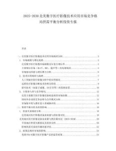 2025-2030北美數(shù)字醫(yī)療影像技術應用市場競爭格局供需平衡分析投資專報