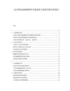 動力鋰電池隔膜材料市場現(xiàn)狀與投資回報分析報告
