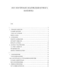 2025-2030零售電商行業(yè)運(yùn)營(yíng)模式創(chuàng)新競(jìng)爭(zhēng)格局與未來(lái)發(fā)展預(yù)言