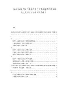 2025-2030巴哈馬金融投資行業(yè)市場現(xiàn)狀供需分析及投資評估規(guī)劃分析研究報告