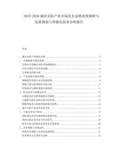 2025-2030城市安防產(chǎn)業(yè)市場競爭態(tài)勢深度調(diào)研與發(fā)展規(guī)劃與智能化技術(shù)分析報(bào)告