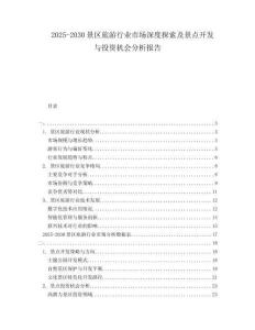 2025-2030景區(qū)旅游行業(yè)市場(chǎng)深度探索及景點(diǎn)開發(fā)與投資機(jī)會(huì)分析報(bào)告