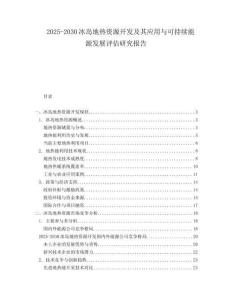 2025-2030冰島地熱資源開發(fā)及其應用與可持續(xù)能源發(fā)展評估研究報告