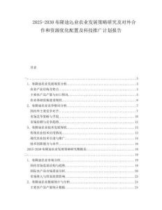 2025-2030布隆迪込業(yè)農(nóng)業(yè)發(fā)展策略研究及對外合作和資源優(yōu)化配置及科技推廣計劃報告