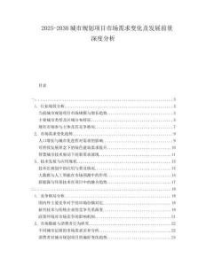 2025-2030城市規(guī)劃項(xiàng)目市場(chǎng)需求變化及發(fā)展前景深度分析