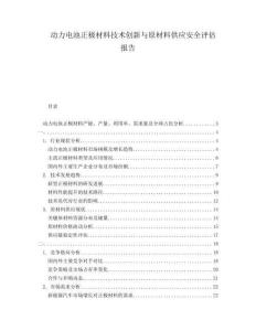 動力電池正極材料技術(shù)創(chuàng)新與原材料供應(yīng)安全評估報告