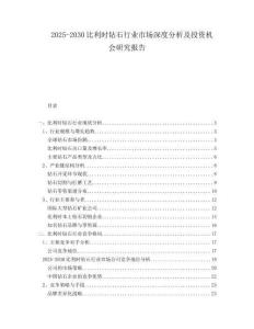 2025-2030比利時鉆石行業(yè)市場深度分析及投資機會研究報告