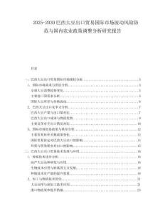 2025-2030巴西大豆出口貿(mào)易國際市場波動風險防范與國內(nèi)農(nóng)業(yè)政策調(diào)整分析研究報告
