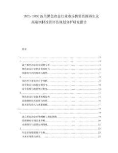 2025-2030波蘭黑色冶金行業(yè)市場(chǎng)供需資源再生及高端鋼材投資評(píng)估規(guī)劃分析研究報(bào)告