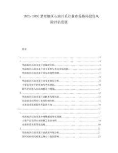 2025-2030里海地區(qū)石油開采行業(yè)市場格局投資風(fēng)險評估發(fā)展