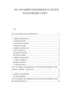 2025-2030金融銀行業(yè)商業(yè)徹底逛街與行業(yè)運(yùn)營原理及資本增值規(guī)劃工作報(bào)告