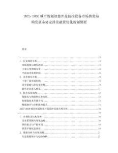 2025-2030城市規(guī)劃智慧井蓋監(jiān)控設(shè)備市場(chǎng)供需結(jié)構(gòu)發(fā)展態(tài)勢(shì)安排及融資優(yōu)化規(guī)劃綱要