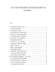 2025-2030零售商業(yè)數(shù)字化轉(zhuǎn)型趨勢深度調(diào)研與運營決策報告