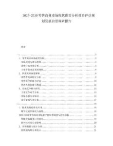 2025-2030零售商業(yè)市場現狀供需分析投資評估規(guī)劃發(fā)展前景調研報告