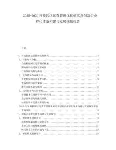 2025-2030科技園區(qū)運營管理優(yōu)化研究及創(chuàng)新企業(yè)孵化體系構建與發(fā)展規(guī)劃報告