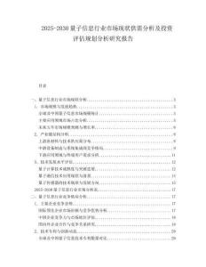 2025-2030量子信息行業(yè)市場現(xiàn)狀供需分析及投資評估規(guī)劃分析研究報告