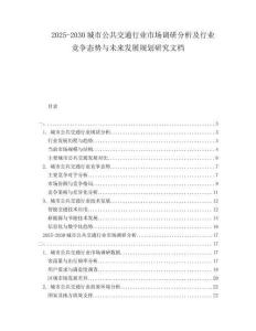 2025-2030城市公共交通行業(yè)市場(chǎng)調(diào)研分析及行業(yè)競(jìng)爭(zhēng)態(tài)勢(shì)與未來(lái)發(fā)展規(guī)劃研究文檔