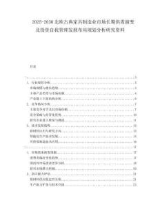 2025-2030北歐古典家具制造業(yè)市場長期供需演變及投資自我管理發(fā)展布局規(guī)劃分析研究資料