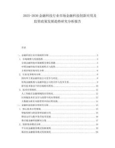 2025-2030金融科技行業(yè)市場金融科技創(chuàng)新應用及監(jiān)管政策發(fā)展趨勢研究分析報告