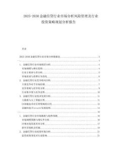2025-2030金融信貸行業(yè)市場分析風險管理及行業(yè)投資策略規(guī)劃分析報告