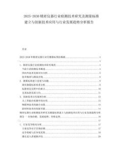 2025-2030精密儀器行業(yè)檢測技術(shù)研究及測量標(biāo)準(zhǔn)建立與創(chuàng)新技術(shù)應(yīng)用與行業(yè)發(fā)展趨勢分析報(bào)告